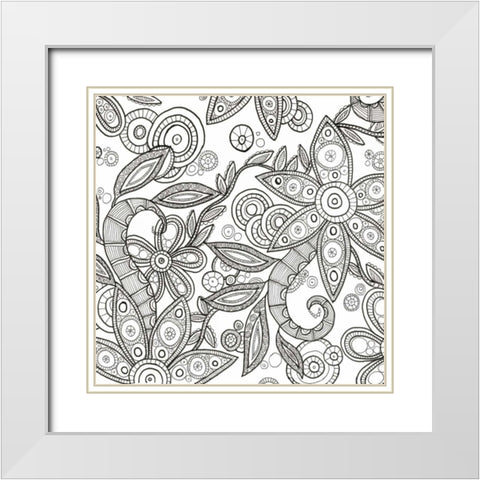 Jungle Flora 1 Less White Modern Wood Framed Art Print with Double Matting by Varacek, Pam