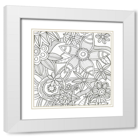 Intricate Flowers White Modern Wood Framed Art Print with Double Matting by Varacek, Pam