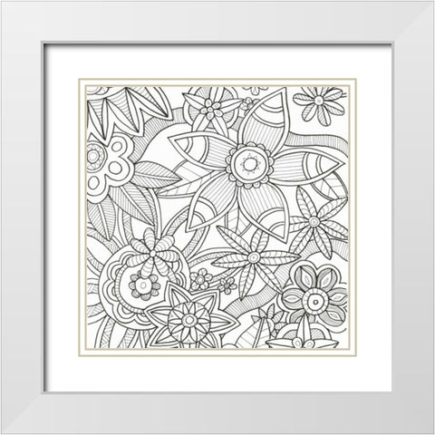 Intricate Flowers White Modern Wood Framed Art Print with Double Matting by Varacek, Pam