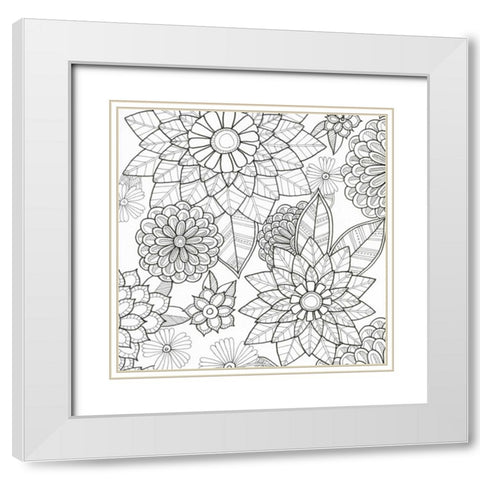 Intricate Flowers 2 White Modern Wood Framed Art Print with Double Matting by Varacek, Pam