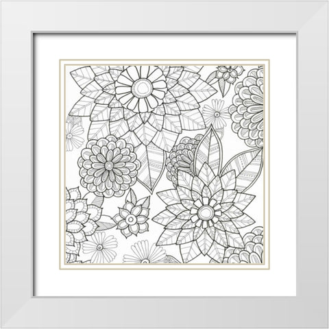 Intricate Flowers 2 White Modern Wood Framed Art Print with Double Matting by Varacek, Pam