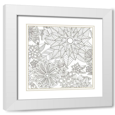 Floral Garden White Modern Wood Framed Art Print with Double Matting by Varacek, Pam