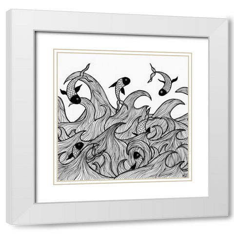 Wild Waters White Modern Wood Framed Art Print with Double Matting by Varacek, Pam