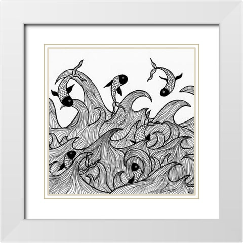 Wild Waters White Modern Wood Framed Art Print with Double Matting by Varacek, Pam