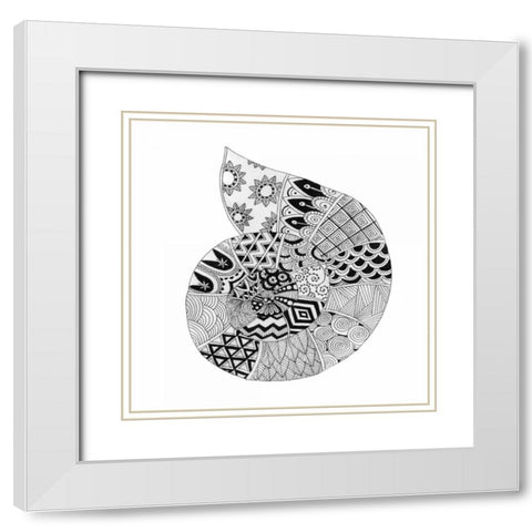BW Decorated Nautilus White Modern Wood Framed Art Print with Double Matting by Varacek, Pam