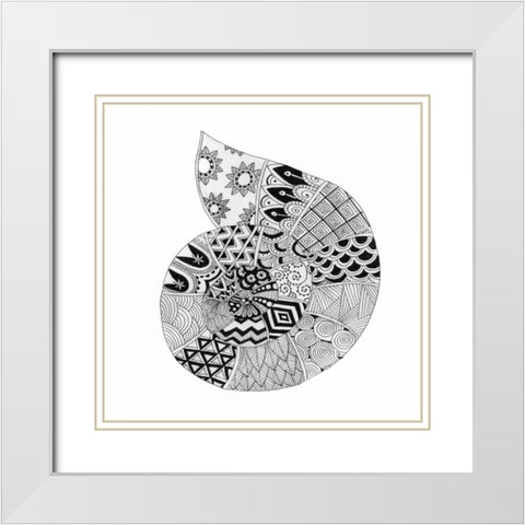 BW Decorated Nautilus White Modern Wood Framed Art Print with Double Matting by Varacek, Pam