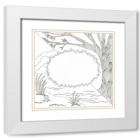 In The Begining White Modern Wood Framed Art Print with Double Matting by Varacek, Pam