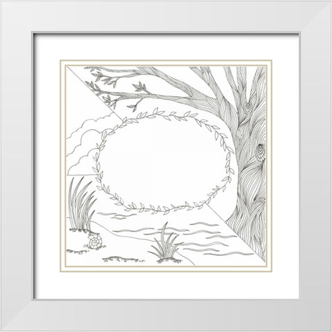 In The Begining White Modern Wood Framed Art Print with Double Matting by Varacek, Pam