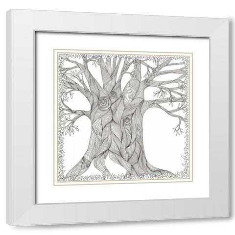Weathered Oak White Modern Wood Framed Art Print with Double Matting by Varacek, Pam