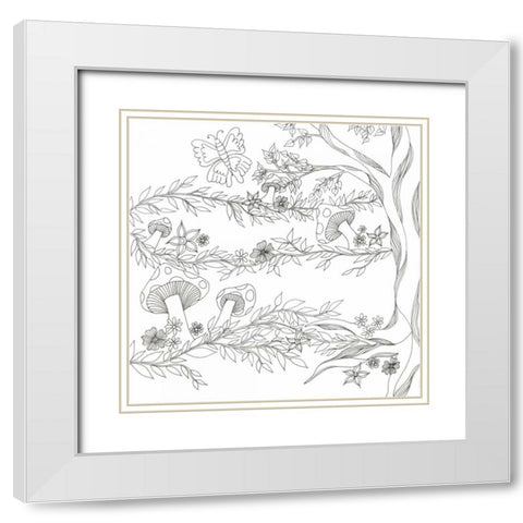 Mushroom Trees White Modern Wood Framed Art Print with Double Matting by Varacek, Pam