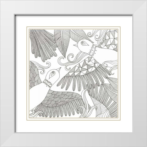 Love Birds White Modern Wood Framed Art Print with Double Matting by Varacek, Pam