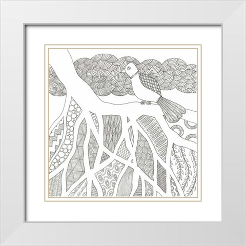 Feathers In The Storm White Modern Wood Framed Art Print with Double Matting by Varacek, Pam