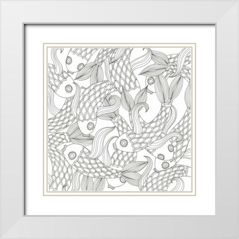 College Of Fish White Modern Wood Framed Art Print with Double Matting by Varacek, Pam