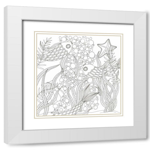 Underwater Meeting White Modern Wood Framed Art Print with Double Matting by Varacek, Pam