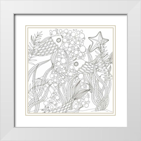 Underwater Meeting White Modern Wood Framed Art Print with Double Matting by Varacek, Pam