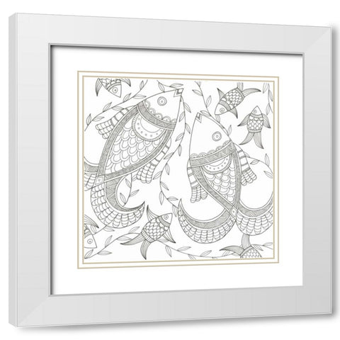 Fish In The Wild White Modern Wood Framed Art Print with Double Matting by Varacek, Pam