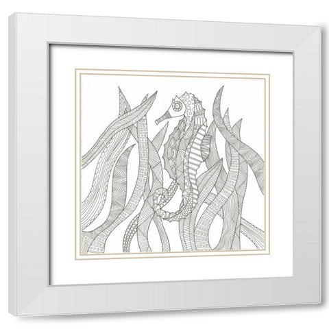 Seahorse In The Forest White Modern Wood Framed Art Print with Double Matting by Varacek, Pam