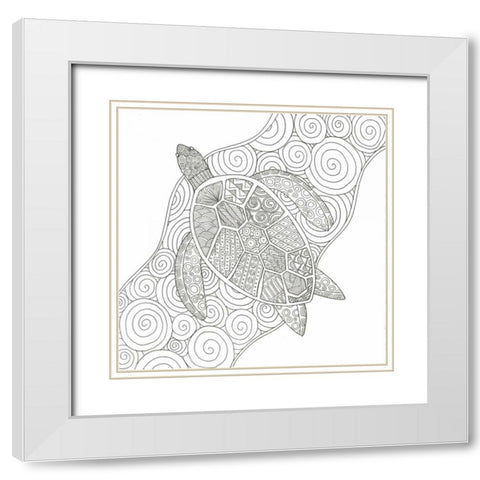 Wave Riding Turtle White Modern Wood Framed Art Print with Double Matting by Varacek, Pam