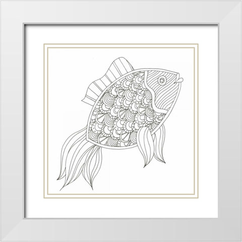 Lonely Fish White Modern Wood Framed Art Print with Double Matting by Varacek, Pam