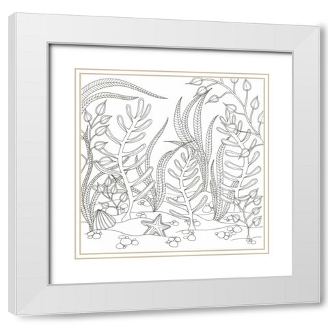 Seaweed Scenery White Modern Wood Framed Art Print with Double Matting by Varacek, Pam