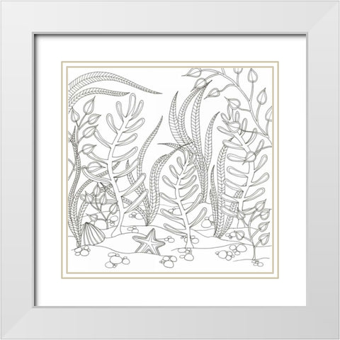Seaweed Scenery White Modern Wood Framed Art Print with Double Matting by Varacek, Pam