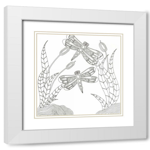 Dragons In The Sky White Modern Wood Framed Art Print with Double Matting by Varacek, Pam