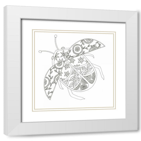 Flying Lady Bug White Modern Wood Framed Art Print with Double Matting by Varacek, Pam