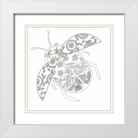 Flying Lady Bug White Modern Wood Framed Art Print with Double Matting by Varacek, Pam