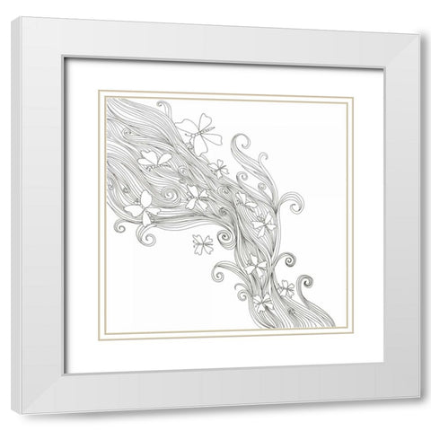 Butterflies In The Wind White Modern Wood Framed Art Print with Double Matting by Varacek, Pam