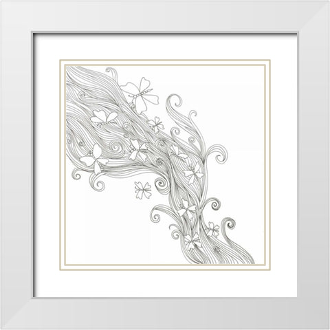 Butterflies In The Wind White Modern Wood Framed Art Print with Double Matting by Varacek, Pam