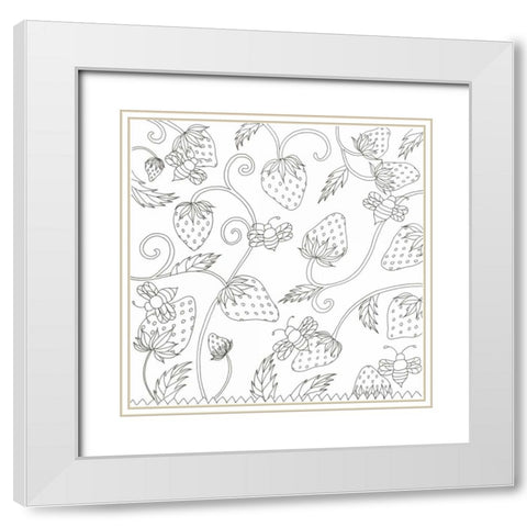 Strawberry Field White Modern Wood Framed Art Print with Double Matting by Varacek, Pam