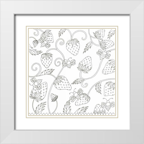 Strawberry Field White Modern Wood Framed Art Print with Double Matting by Varacek, Pam