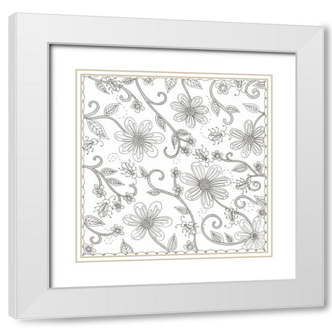 Floral Reach White Modern Wood Framed Art Print with Double Matting by Varacek, Pam
