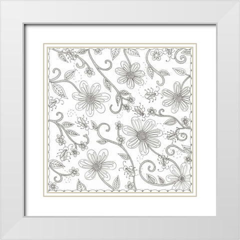 Floral Reach White Modern Wood Framed Art Print with Double Matting by Varacek, Pam