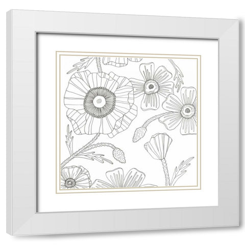 Hairy Flourish White Modern Wood Framed Art Print with Double Matting by Varacek, Pam