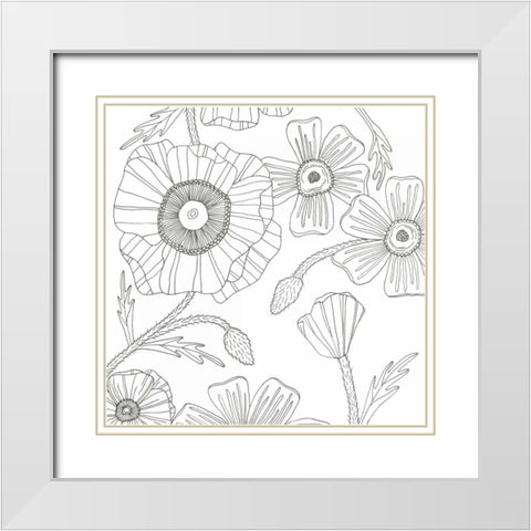 Hairy Flourish White Modern Wood Framed Art Print with Double Matting by Varacek, Pam
