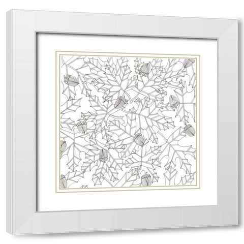 Acorns In The Pile White Modern Wood Framed Art Print with Double Matting by Varacek, Pam