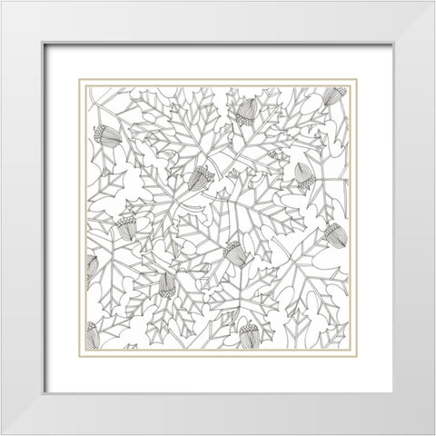Acorns In The Pile White Modern Wood Framed Art Print with Double Matting by Varacek, Pam