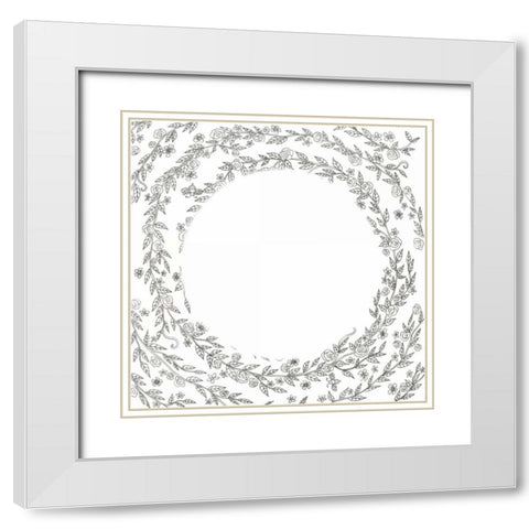 Swirling Vines Boarder White Modern Wood Framed Art Print with Double Matting by Varacek, Pam