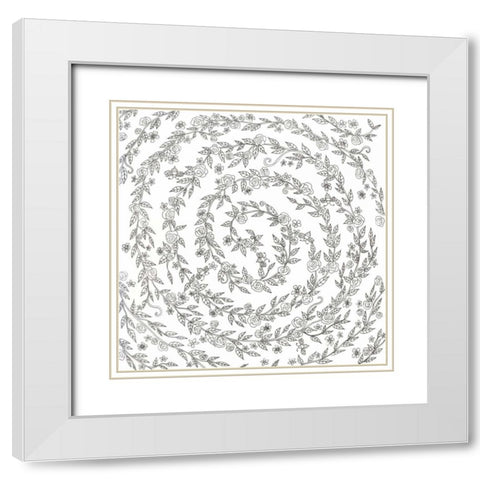 Swirling Vines White Modern Wood Framed Art Print with Double Matting by Varacek, Pam