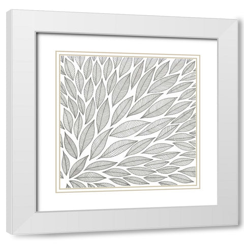 Flying Leaves White Modern Wood Framed Art Print with Double Matting by Varacek, Pam