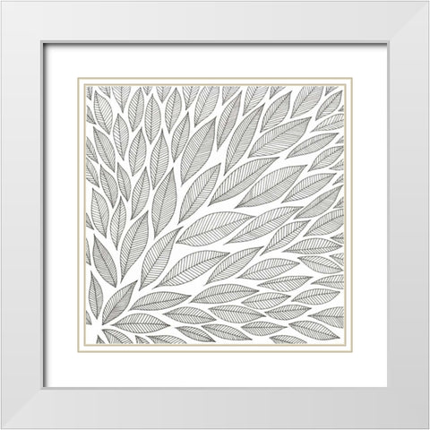 Flying Leaves White Modern Wood Framed Art Print with Double Matting by Varacek, Pam