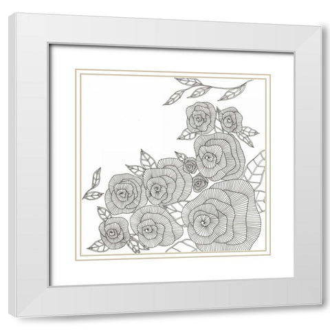 Blooming Roses White Modern Wood Framed Art Print with Double Matting by Varacek, Pam