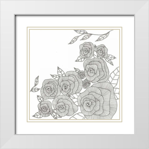 Blooming Roses White Modern Wood Framed Art Print with Double Matting by Varacek, Pam