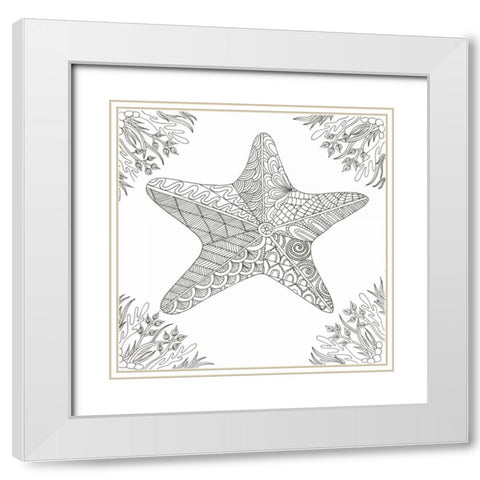 Starfish Amongst Weeds White Modern Wood Framed Art Print with Double Matting by Varacek, Pam
