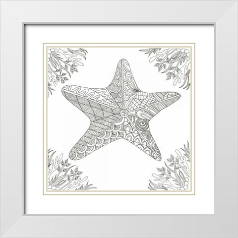 Starfish Amongst Weeds White Modern Wood Framed Art Print with Double Matting by Varacek, Pam