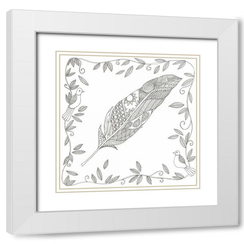 Fallen Feather White Modern Wood Framed Art Print with Double Matting by Varacek, Pam