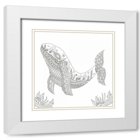 Humpback From The Deep White Modern Wood Framed Art Print with Double Matting by Varacek, Pam