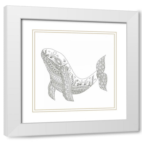 Creatures From The Deep 4 White Modern Wood Framed Art Print with Double Matting by Varacek, Pam