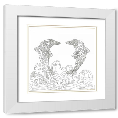 Creatures From The Deep 5 White Modern Wood Framed Art Print with Double Matting by Varacek, Pam